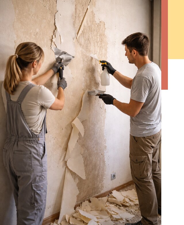 Снятие старых обоев в Лобне от 5421 руб. под ключ недорого | ОТДЕЛОЧНИК-Лбн