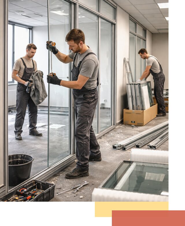 Демонтаж стеклянных перегородок в Лобне быстро и безопасно