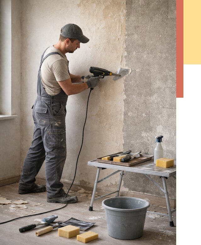 Очистка стен от клея в Лобне от 1910 руб. — снятие и удаление клея со стен | ОТДЕЛОЧНИК-Лбн