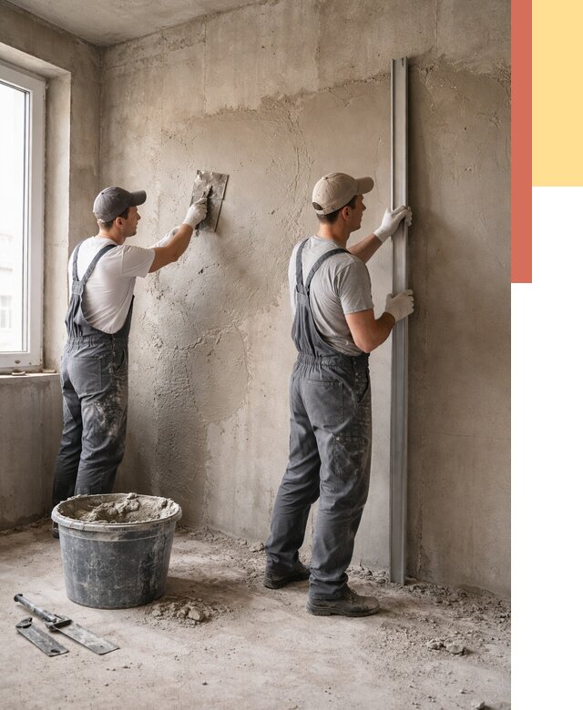 Штукатурка бетонных стен в Лобне от 4647 руб/м² — качественно и быстро | ОТДЕЛОЧНИК-Лбн