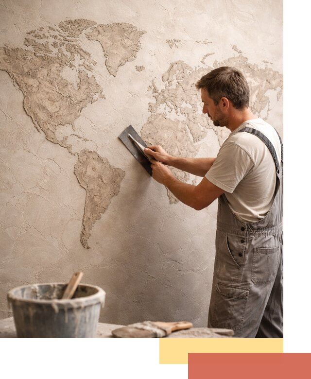 Декоративная штукатурка «Карта мира» под ключ в Лобне