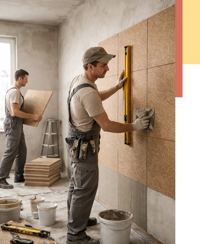 Монтаж пробковых панелей на стены в Лобне от 3614 руб. — ОТДЕЛОЧНИК-Лбн