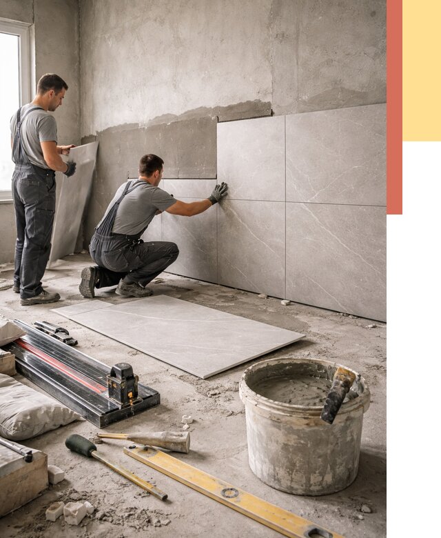 Облицовка стен керамогранитом в Лобне от 4337 руб./м² — услуги под ключ | ОТДЕЛОЧНИК-Лбн