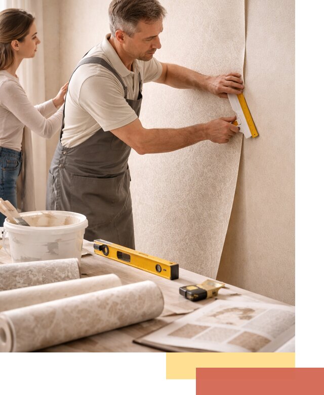 Поклейка обоев с подбором рисунка в Лобне