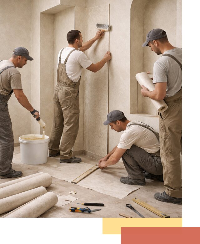 Поклейка обоев на сложные стены и неровные поверхности в Лобне