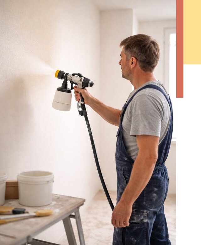 Покраска стен краскопультом в Лобне от 7745 руб. — механизированная покраска | ОТДЕЛОЧНИК-Лбн