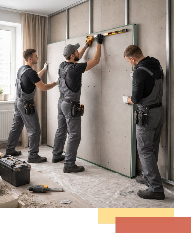 Шумоизоляция стен панелями ЗИПС в Лобне для жилых и коммерческих помещений