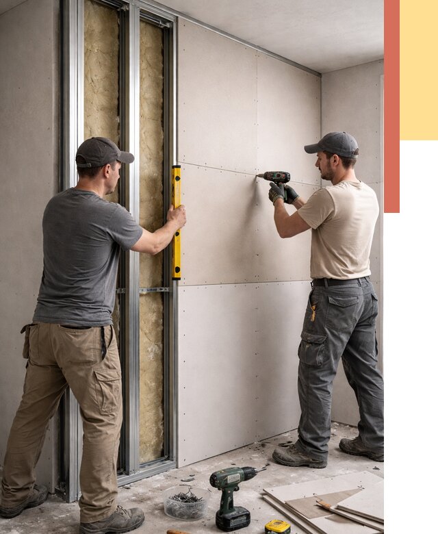 Монтаж двухслойной перегородки из гипсокартона в Лобне от 1497 руб. | ОТДЕЛОЧНИК-Лбн