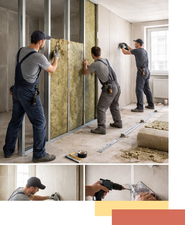 Перегородка из гипсокартона с шумоизоляцией в Лобне — монтаж под ключ