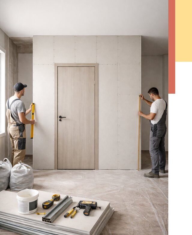 Перегородка из гипсокартона с дверью в Лобне от 4647 руб. под ключ | ОТДЕЛОЧНИК-Лбн