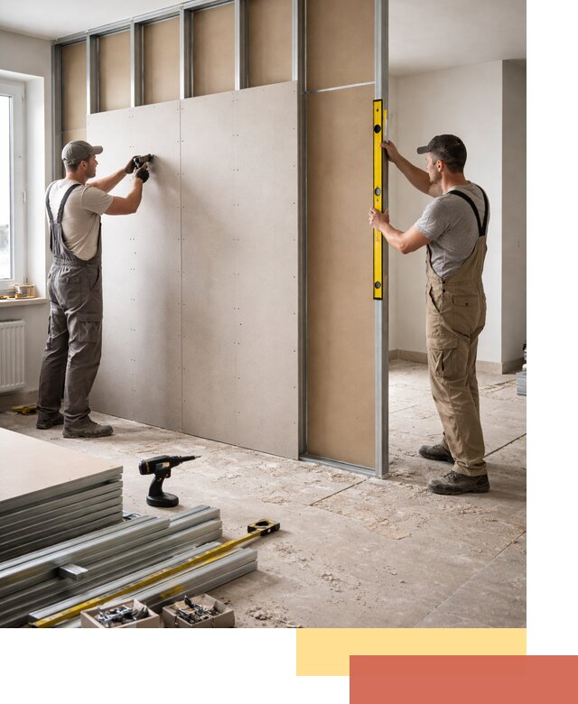 Зонирующая перегородка из гипсокартона под ключ в Лобне