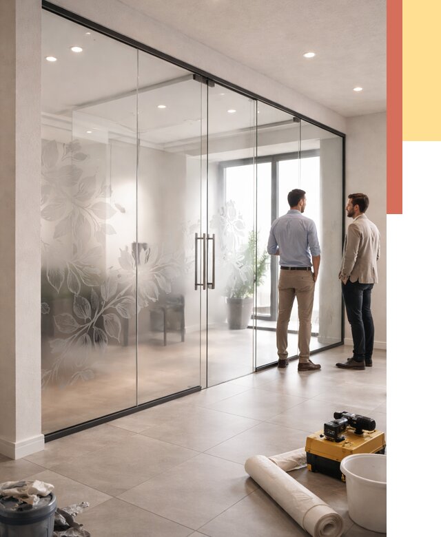 Стеклянные перегородки с рисунком в Лобне от 12908 руб. монтаж и нанесение | ОТДЕЛОЧНИК-Лбн