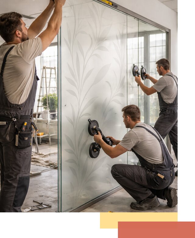 Стеклянные перегородки с рисунком на заказ в Лобне