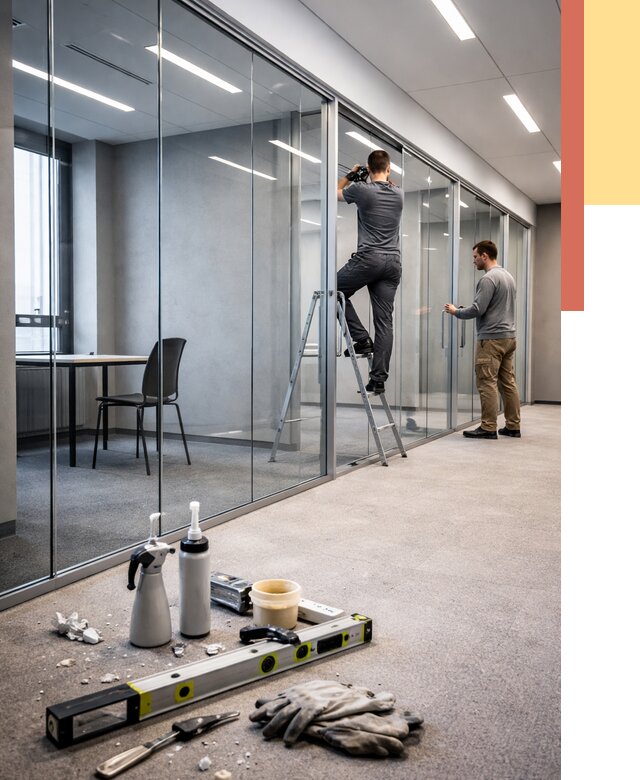 Стеклянные офисные перегородки в Лобне от 8777 руб. — монтаж и установка | ОТДЕЛОЧНИК-Лбн