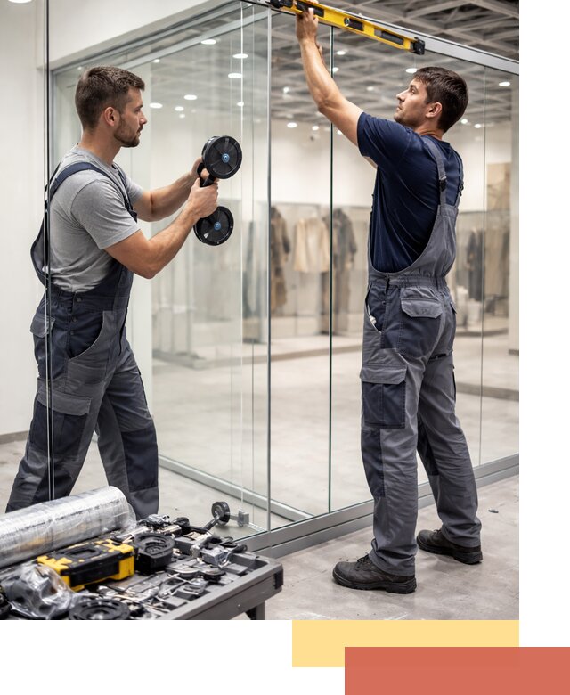 Стеклянные перегородки для магазинов в Лобне — монтаж и установка