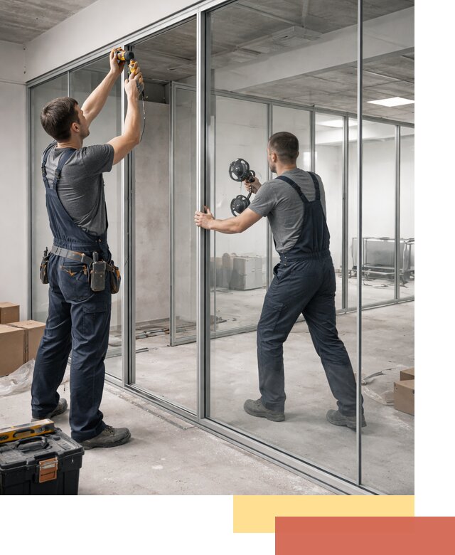 Алюминиевые перегородки со стеклом в Лобне — изготовление и монтаж