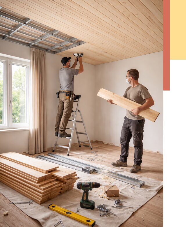 Монтаж потолка из вагонки в Лобне от 6712 руб. | Быстро и недорого — ОТДЕЛОЧНИК-Лбн