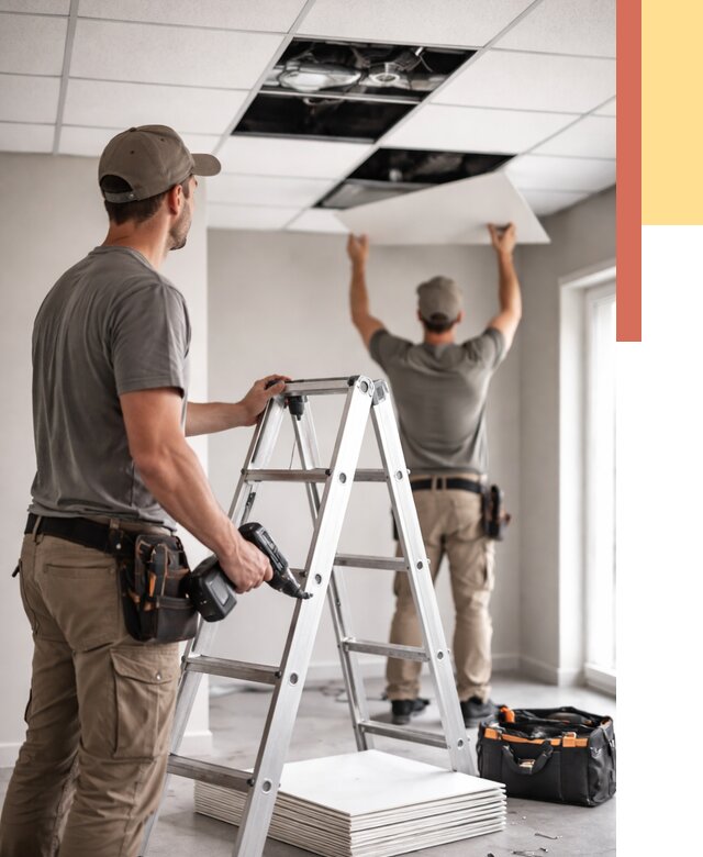 Обслуживание подвесного потолка в Лобне от 3614 руб. — быстро и недорого | ОТДЕЛОЧНИК-Лбн