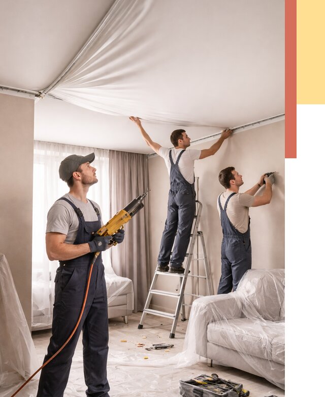 Установка натяжного потолка в Лобне от 4647 руб. | Быстро и недорого — ОТДЕЛОЧНИК-Лбн