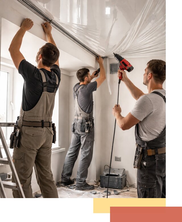 Монтаж глянцевого натяжного потолка в Лобне быстро и качественно