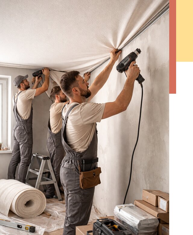 Монтаж фактурного натяжного потолка в Лобне от 774 руб. — ОТДЕЛОЧНИК-Лбн