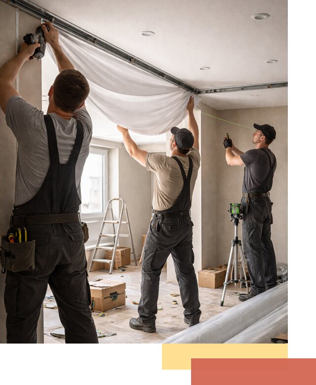 Монтаж парящего натяжного потолка под ключ в Лобне