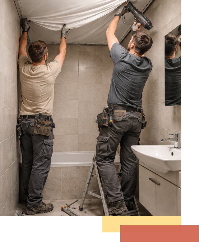 Монтаж натяжного потолка в ванной в Лобне быстро и качественно