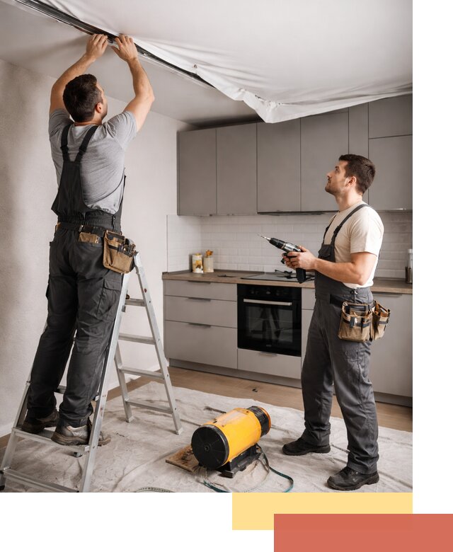 Монтаж натяжного потолка на кухне в Лобне