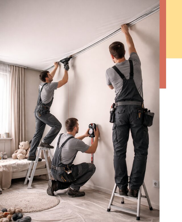 Монтаж натяжного потолка в детской в Лобне от 3614 руб. — быстро и недорого | ОТДЕЛОЧНИК-Лбн