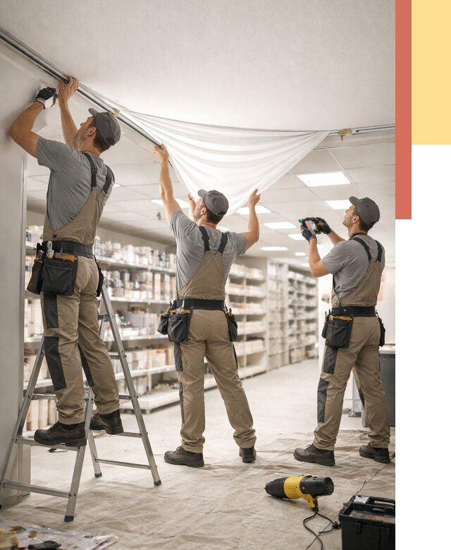 Монтаж натяжного потолка в магазине в Лобне от 4647 руб. быстро и недорого | ОТДЕЛОЧНИК-Лбн