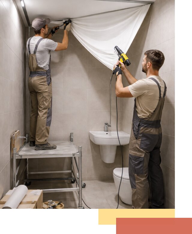 Монтаж натяжного потолка в санузле в Лобне