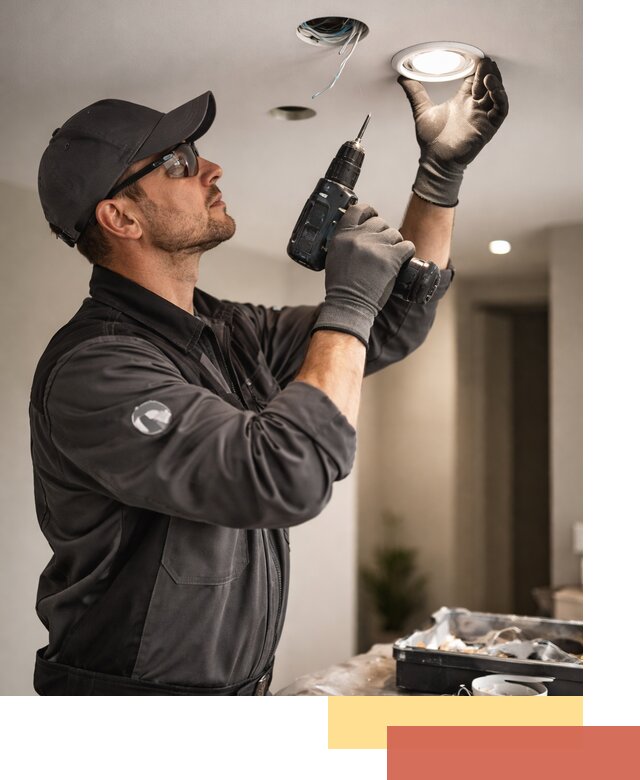 Установка точечных светильников в натяжной потолок в Лобне