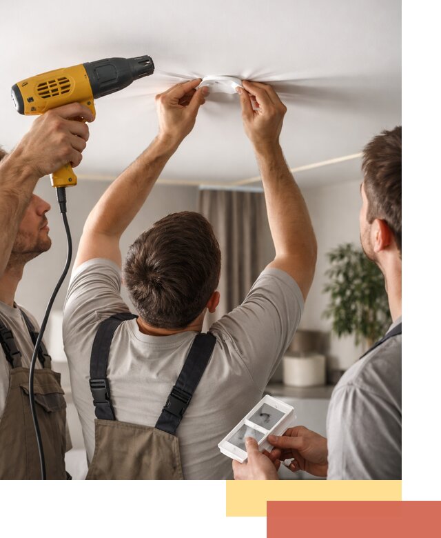 Ремонт прокола полотна натяжного потолка в Лобне