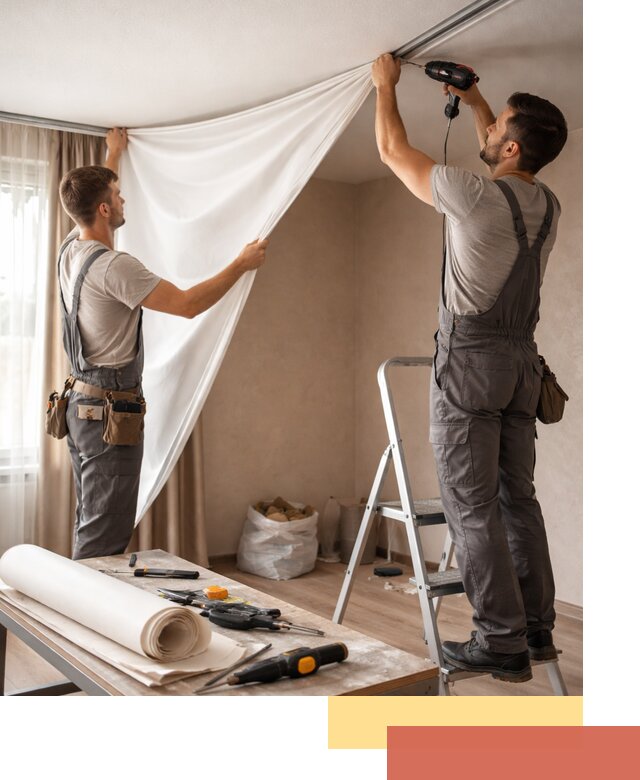 Замена полотна натяжного потолка в Лобне быстро и качественно