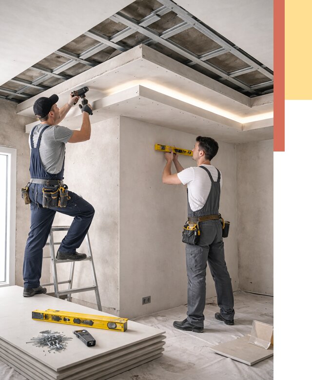 Двухуровневый потолок из гипсокартона в Лобне от 1497 руб. под ключ | ОТДЕЛОЧНИК-Лбн