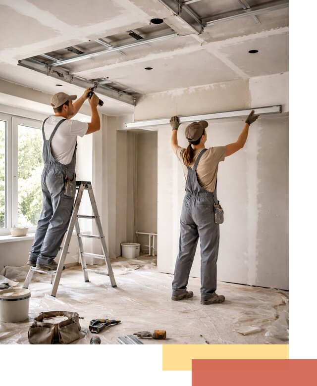 Монтаж многоуровневого потолка из гипсокартона в Лобне