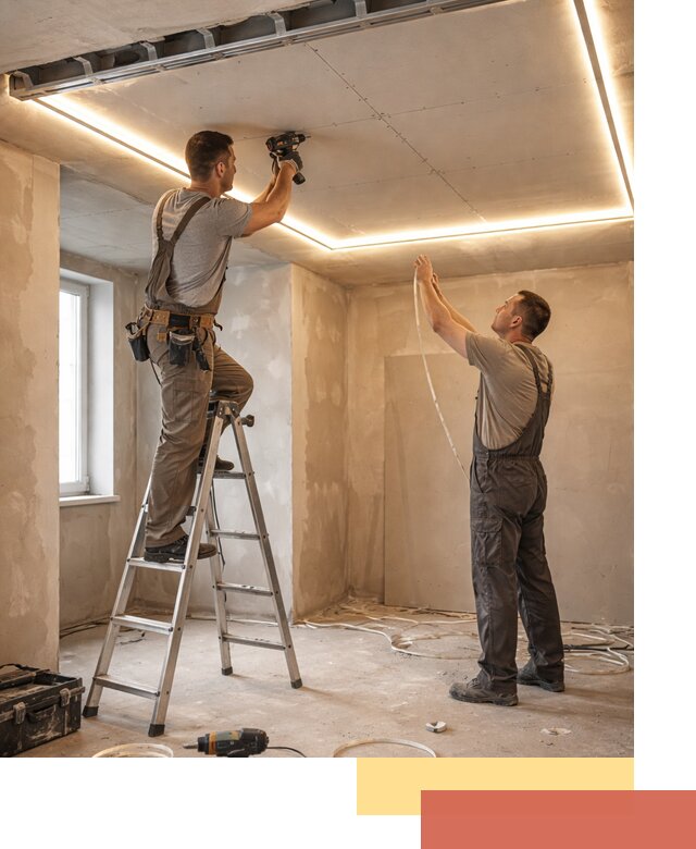 Потолок из гипсокартона с подсветкой в Лобне