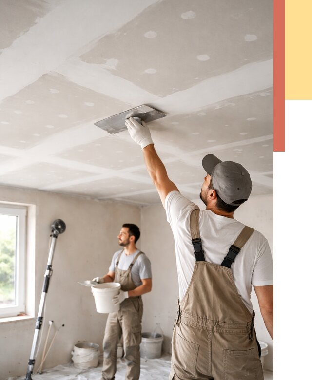 Шпаклевка потолка из гипсокартона в Лобне от 3304 руб./м2 — услуги под ключ | ОТДЕЛОЧНИК-Лбн