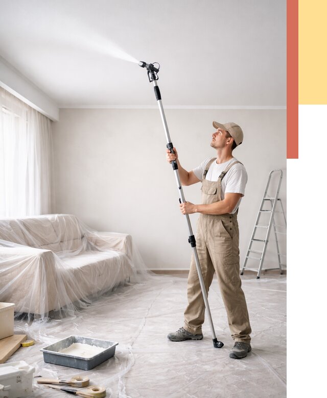 Покраска потолка краскопультом в Лобне от 4647 руб. быстро и недорого | ОТДЕЛОЧНИК-Лбн