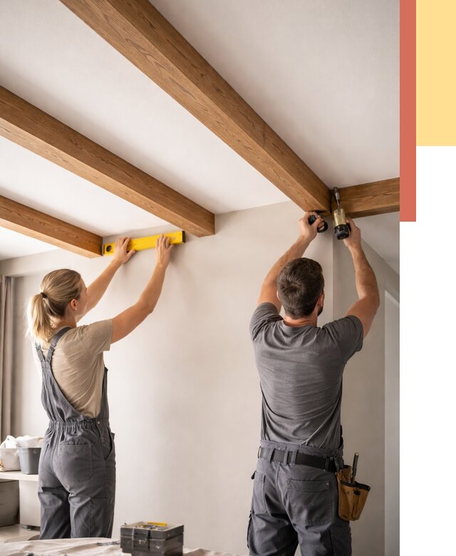 Монтаж декоративных балок на потолок в Лобне от 4337 руб. — ОТДЕЛОЧНИК-Лбн