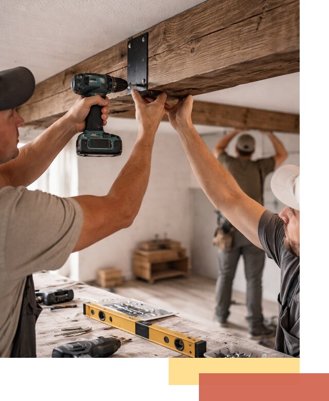 Монтаж декоративных потолочных балок в Лобне