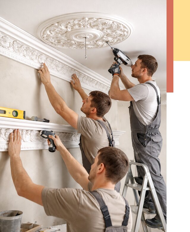 Монтаж лепнины на потолок в Лобне от 3304 руб. быстро и недорого | ОТДЕЛОЧНИК-Лбн